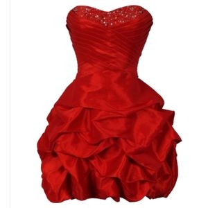Cinderella Divine Strapless Red Taffeta Cocktail Dress